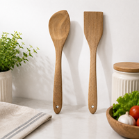 Ensemble de 2 cuillères et spatules en bois d'acacia, écologiques, résistantes aux hautes températures, pour la cuisine quotidienne