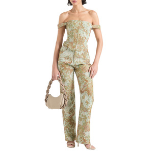Haute qualité mode sans manches hors de l'épaule Polyester Nylon haut court Corset ensemble <span class=keywords><strong>vert</strong></span> mince femmes pleine impression <span class=keywords><strong>Bustier</strong></span> - Product Image 4