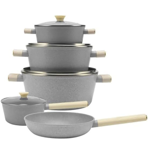 High Quality Modern <b>Ceramic</b> Coated 9-Piece Aluminum Alloy Induction Ready Non-stick Oven Dishwasher Safe Forged Cookware Set - Product Image 1