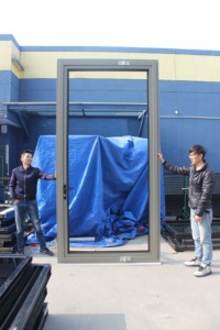 Superhouse 2024 pintu eksterior pintu depan masuk kaca Pivot pintu masuk bingkai Aluminium gaya modern untuk rumah - Product Image 6