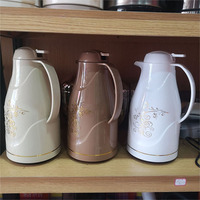 Termo ZES de 2L, Rosado, con Revestimiento de Vidrio, Portátil, Aislado al Vacío, con Tapa Moderna, para Té y Café