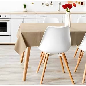 Tovaglia CHOU per 14 persone 140x320 tinta unita grigio tortora 100% cotone - Product Image 1