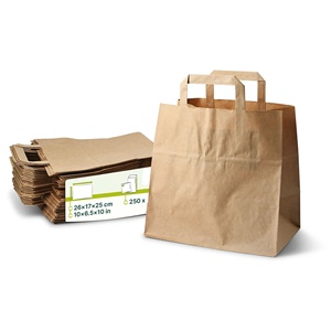 Sacs en papier recyclé écologiques grande taille 26x17x25cm couleur kraft jetables - Product Image 1