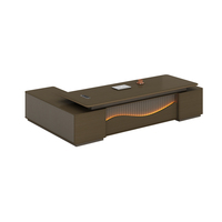Bureau de direction contemporain avec éclairage LED intégré, table de patron pour bureau de PDG