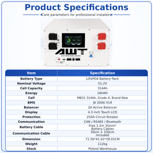 Baterai Lifepo4 Spanyol 51.2V 314ah, Baterai Lithium Ion 280Ah 300Ah 314Ah 320Ah, Penyimpanan Tenaga Surya 15kwh16kwh, Litio Stok EU - Product Image 2