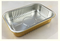 Boîte alimentaire rectangulaire dorée en aluminium de qualité supérieure, idéale pour la cuisson directe au four