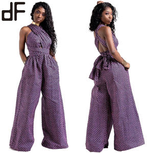 Jumpsuits Largos de Verano para Mujer, Talla Grande, Estampado Digital Africano, con Cinturón, Transpirables, de Poliéster, para la Región del Pacífico, Venta al Por Mayor - Product Image 1