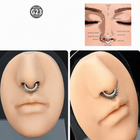 Cincin Klik Titanium G23 Halus untuk Tulang Hidung, Hiasan Bunga dengan Zirkon Multi-Cut, Cocok untuk Gaya Sehari-hari dan Malam Hari, untuk Anak-anak, 18K