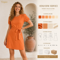 Robe Courte Yegao pour Femme, Robe d'Été en Coton à Manches Bouffantes, Robe d'Anniversaire, Robe de Princesse, Style Personnalisé, Fabrication sur Mesure, MOQ 30