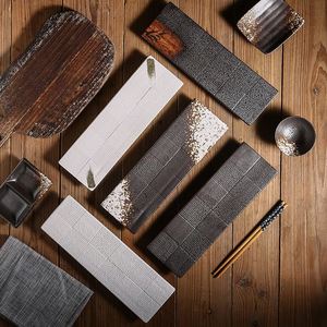 Ingrosso 12.5 pollici piatto rettangolare in <span class=keywords><strong>ceramica</strong></span> stile retrò hotel <span class=keywords><strong>servizio</strong></span> 50 pz Sushi Sashimi piatto piatto piatto a strisce lunghe - Product Image 3