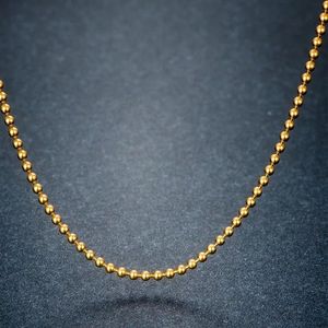 Xinfly Brand Jewelry Luxury Wholesale Latest Design Custom Trendy 1.8mm 18K Real <b>Solid</b> Yellow Gold Woman Bead Chain <b>Necklace</b> - Product Image 2