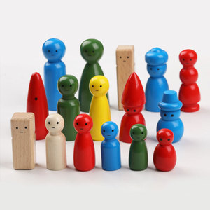 Figurines en bois colorées, ensemble de 53 pièces dans un sac en peluche, poupées à dessiner pour enfants, jouets à dessiner, âge 3 à 6 ans - Product Image 1