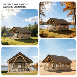 Carpas de Glamping de Lona Impermeables de Lujo para Exteriores, Casa de Campaña Tipo Hotel con Baño, Estilo Africano de Madera, Modelo E32 para Campamento al Aire Libre - Product Image 1