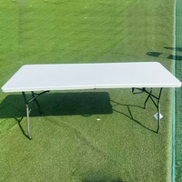 Table d'événement rectangulaire commerciale pliable en deux, moulée par soufflage, pour les entreprises américaines de location de matériel de fête, mobilier d'événement de qualité commerciale