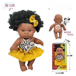 Meilleure vente poupée 18cm peau foncée vinyls vinyls africains babyDoll - Product Image 3