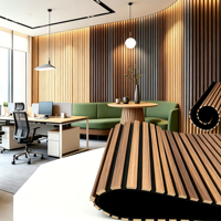 Panneaux acoustiques en lattes de bois flexibles écologiques, haute réduction du bruit, lattes de bois MDF pour salon, chambre, hôtel, intérieur