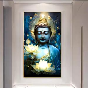 Peinture murale en porcelaine de cristal en gros avec décorations murales en acrylique intégrant la figure du Bouddha LED - Product Image 5