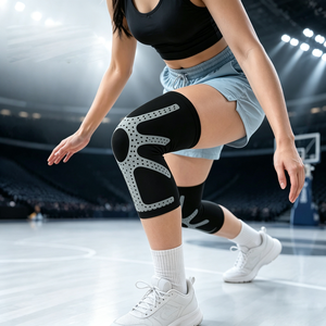 Genouillère de compression élastique pour la course, avec soutien rotulien, bandes antidérapantes en silicone, respirante, pour la course et le fitness - Product Image 1