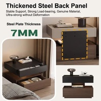 Mesa de Noche Ajustable de Madera Maciza Estilo Moderno de Mediados de Siglo, Mesita de Noche Vintage para Dormitorio con Cajones, Acabado en Nogal, Mesa Auxiliar para Espacios Pequeños