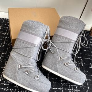 Bottes longues grises confortables antidérapantes à bout rond avec sangle, style skate, pour homme et femme - Product Image 1