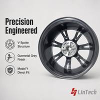 Rin de Aleación de Aluminio Color Gris Metálico LinTech para Tesla Model Y OE 1188222-01-B, Repuesto OEM, Venta al Por Mayor de Autopartes