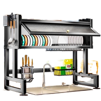 Égouttoir à vaisselle rétractable pour porte d'armoire de cuisine, grand rangement, à poser au-dessus de l'évier