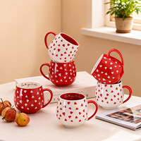 Mug en céramique italien minimaliste à motif cœur, design créatif peint à la main à pois, mignon, pour café/eau, idéal pour mariage