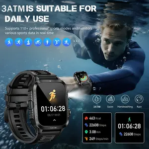 2025 mujeres hombres 880mAh batería reloj inteligente LED Flash 1,96 pulgadas HD BT llamada impermeable natación 3ATM al aire libre NFC para Android IOS - Product Image 6
