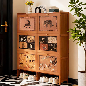 Vintage-style ultra-thin <b>shoe</b> cabinet, home use, doorway flip-top <b>shoe</b> rack, multi-functional <b>storage</b> <b>shoe</b> rack and cabinet. - Product Image 1