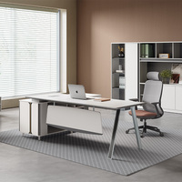 Table de bureau SILVA de conception moderne en panneau mélaminé de qualité E1 avec bordure en PVC, meubles de bureau exécutifs Mdflam, ensemble bureau et chaise