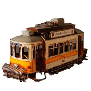 Modelos de <span class=keywords><strong>tranvía</strong></span> de juguete urbano de hojalata Vintage hechos a mano, artefactos metálicos automotrices con Grabado Moderno para decoración del hogar, recuerdos turísticos - Product Image 2