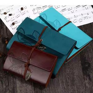 PU Color <b>A6</b> Leather Notebook Leaves Restoring Ancient Ways Notepad Japan and South Korea Stationery Gift - Product Image 3