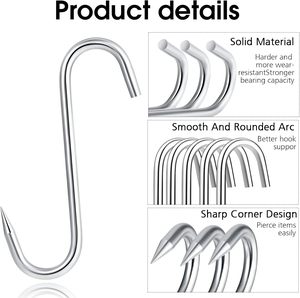 Gancio a S in Acciaio Inossidabile Resistente da 3,5 mm per Macellaio, Barbecue, Congelatore, Appendere Pesce, Manzo, Salsicce, Utensile da Cucina - Product Image 4