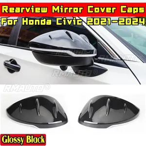 Civic Rearview Glossy <b>Black</b> MUGEN Style Side <b>Wing</b> Mirror Caps Body Kit for Honda Civic 11th Gen 2021-2024 Car Accessories - Product Image 1
