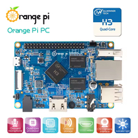 Orange Pi PC Kit de placa de desarrollo 1GB H3 Quad-Core 32GB Tarjeta SD Caja de acrílico Disipadores de calor Ventilador de refrigeración Enchufe de alimentación Tarjeta de cable de video