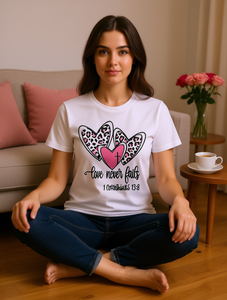 T-Shirt da Donna per San Valentino a Maniche Corte con Stampa Cuore Leopardato, Collo Tondo, Top Casual 100% Cotone Traspirante Primavera Estate - Product Image 2