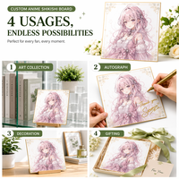 Planche Shikishi Anime Personnalisée en Or Gaufré, Planche Artistique Holographique, Cadeau de Collection Premium pour Fans