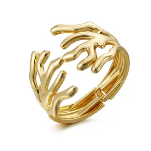 Gold Bangle Bracelet for Women Open Statement Tree Cuff Bangle Chunky Large Size Bangle Bracelet Fashion Jewelry