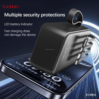 Batterie externe Earldom avec câbles de charge USB-C et iOS intégrés, affichage numérique LED pour iPhone 14 13 12 11, Samsung Galaxy