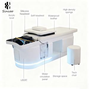 High End Barbershop Thai Style Electric Shampoo <b>Bed</b> with <b>LED</b> with Water Circulation Storage with Head Therapy SPA Shampoo <b>Bed</b> - Product Image 2