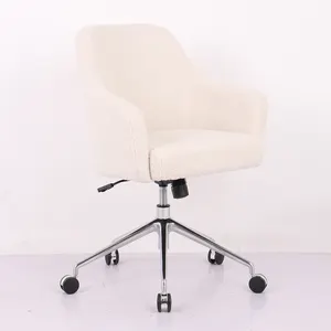 Best Seller beyaz yüksekliği ayarlanabilir yumuşak ev ofis kadife döner Vanity sandalye kızlar için 360 hint tekerlekler ile