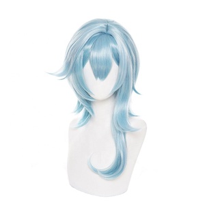 Vente en gros 50cm de long bouclé bleu mixte <span class=keywords><strong>Genshin</strong></span> <span class=keywords><strong>Impact</strong></span> perruque Cosplay <span class=keywords><strong>Eula</strong></span> Lawrence perruque de cheveux synthétique résistant à la chaleur Peluca - Product Image 3