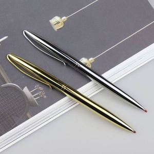Stylo bille personnalisé en métal chromé argenté avec logo gravé, encre bleue/noire, largeur d'écriture 1,0 mm, pour cadeaux d'affaires - Product Image 2