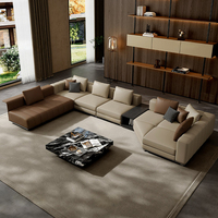 Ensemble de canapés en cuir de style italien moderne, luxe léger, à touches de piano, pour bureau, maison, hôtel