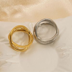 European And American Style Minimalist 316 Stainless Steel <b>Ring</b> Unisex 4 Layer Wrapping <b>Plain</b> Band Classic Versatile Jewelry - Product Image 3