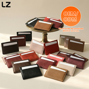 محفظة بطاقات جلدية مخصصة من LZ بنمط حبيبات وليتشي، تصميم نحيف وبسيط مع خاصية منع قراءة البطاقات RFID، مناسبة للجيب الأمامي - Product Image 5
