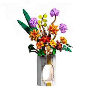 Blocs de construction lumineux pour la décoration de la maison, 890 pièces, vase à fleurs avec effet LED nocturne - Product Image 1