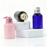 Botol Plastik PET Kosong 50ml Warna Pink Amber Biru dengan Tutup Flip-Top untuk Minyak Esensial, Serum, Toner, dan Perawatan Kulit Cair