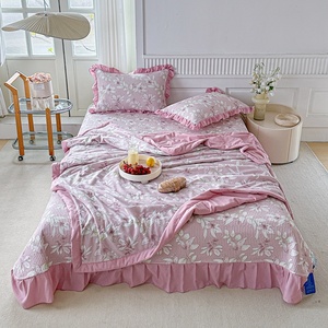 Set di piumini Patchwork (trapunte + copriletto + federa 2) Set di biancheria da letto personalizzato stile pastorale trapunta in cotone lavato a fiori - Product Image 5