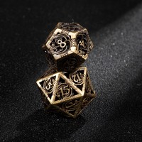 Ensemble de 7 dés polyédriques en métal filigrané bronze de 19 mm pour jeux de rôle sur table Dungeons & Dragons